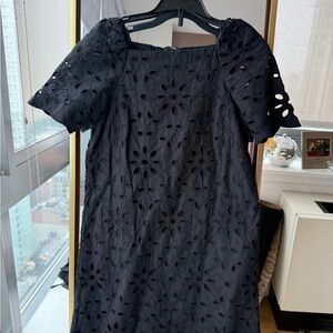 Ann Taylor Black Puff Sleeve Sheath Dress